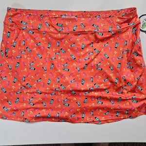 Coral Bay Golf Skort Womens PXL Orange Spotted Jersey UPF50 Pockets Petite